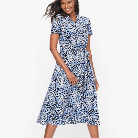 Talbots Tie Waist Textured Dot Shirtdress  Size 14W - Picture 1 of 7
